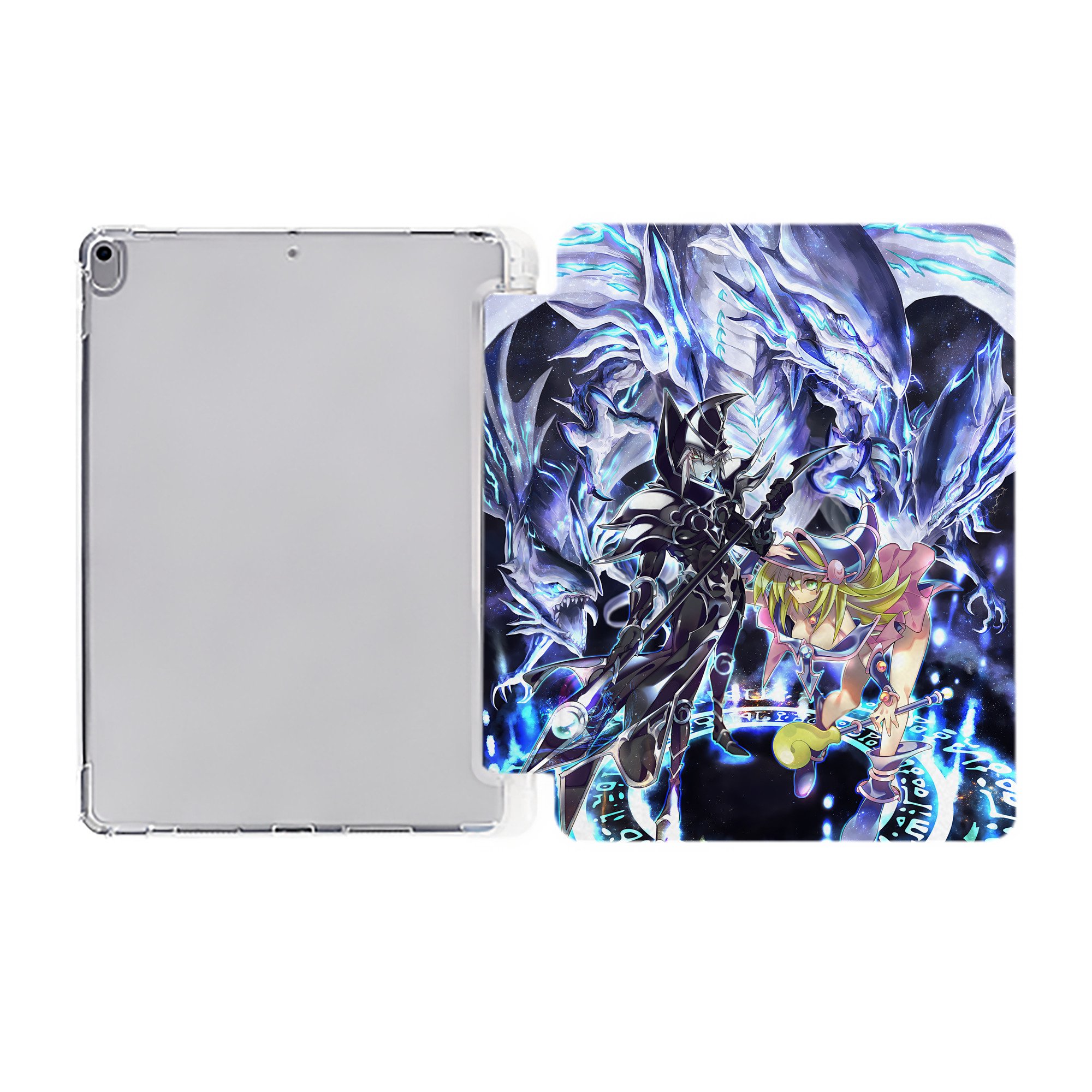 （画像用） 遊☆戯☆王 Yu-Gi-Oh! IPad ケース ペン収納付き 三つ折りスタンド PUレザー×シリコン 対応機種9.5/10.5/10.9インチ